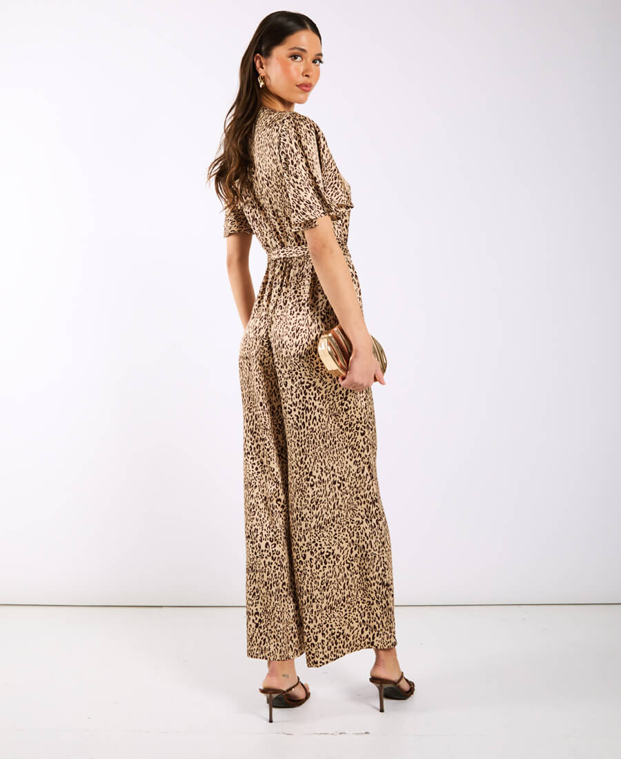 Leopard Printed Satin Jumpsuit side