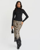 Leopard print satin skirt - side view