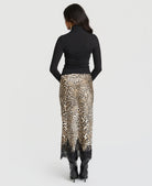 Leopard satin lace mix skirt - back