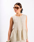 Linen Stripe Peplum Hem Top