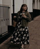 MONO PUFF  Maxi DRESS black and white