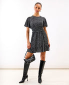 Mono Heart Shirred Waist Mini Dress