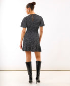 Mono Heart Shirred Waist Mini Dress