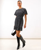 Mono Heart Shirred Waist Mini Dress