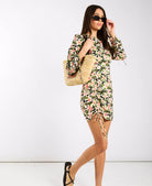 Floral Multicoloured Ruched Side Dress