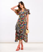 Multicoloured Ruffle Mix and Match Midi Dress