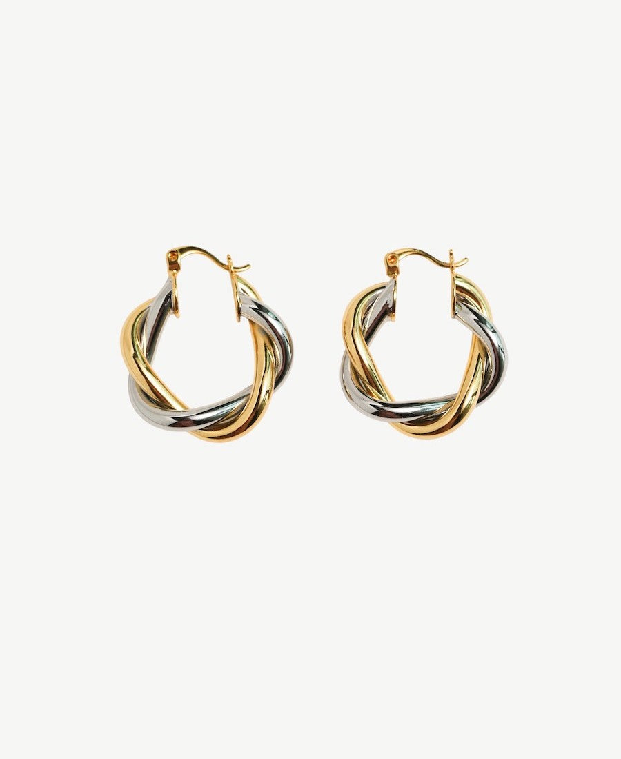 Silver Twist Hoop Earrings