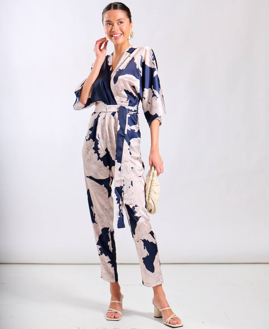 Leaf Kimono Sleeve Jumpsuit