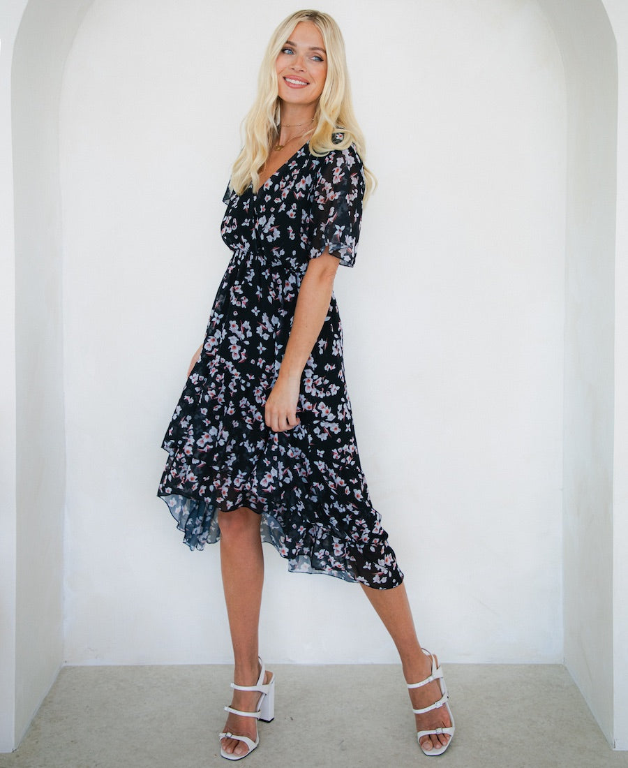 Navy and Blue floral Pattern dress
