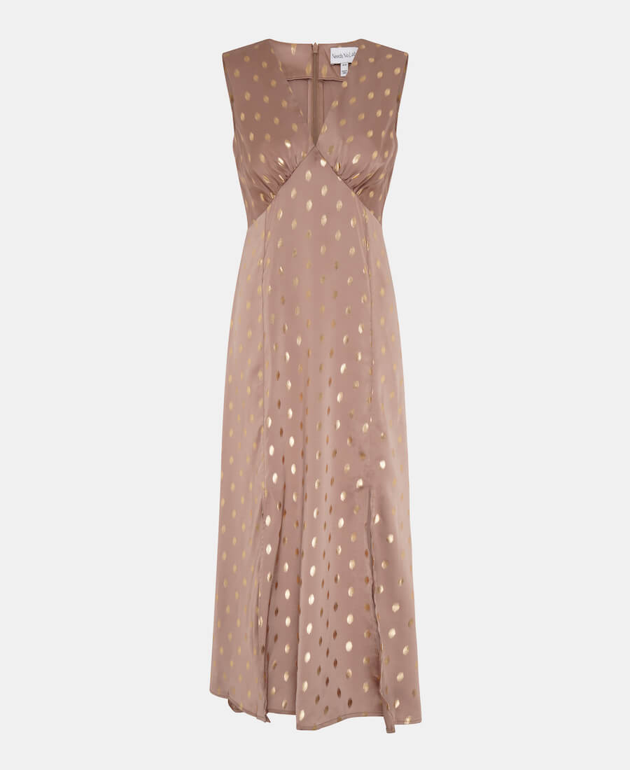 OLIVE FOIL SATIN MIDI