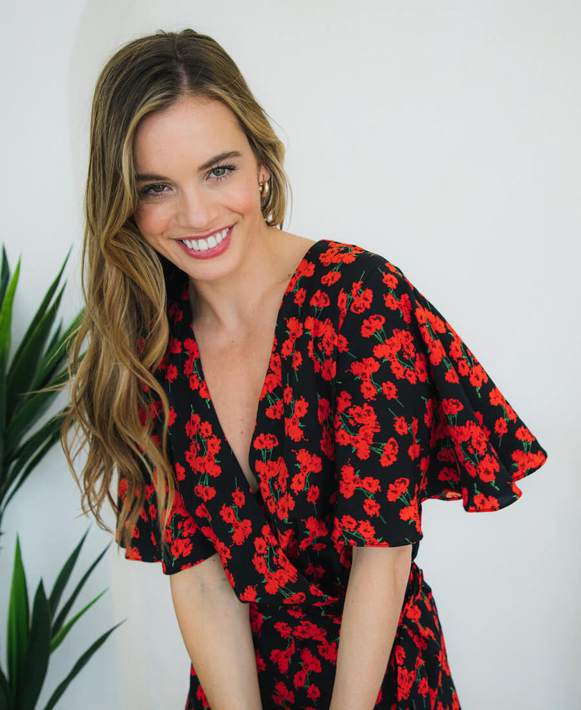 Floral jumpsuit with sleeves