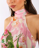 Pink Halter Neck Maxi Dress