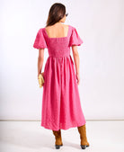 Pink gingham midi dress back