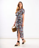 Multicoloured Floral Wrap Midi Dress