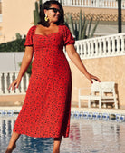 RED MIDI DRESS