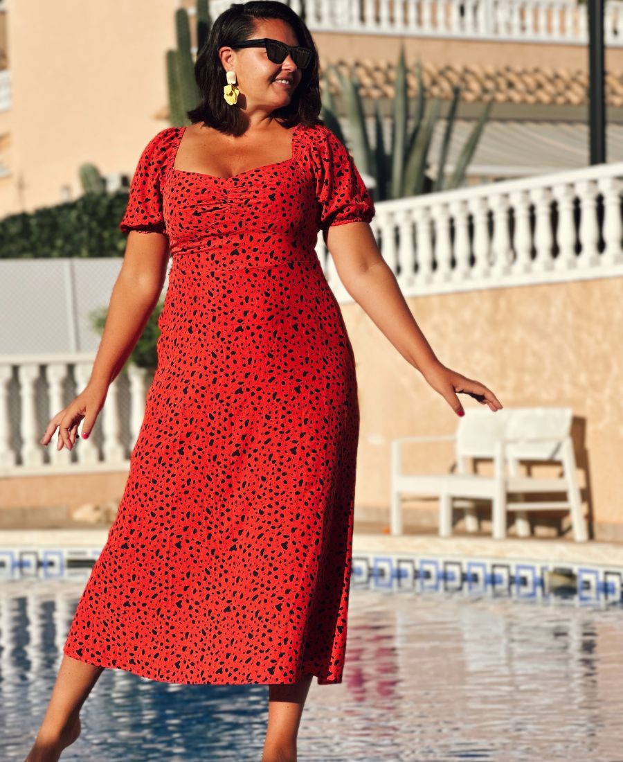 RED MIDI DRESS