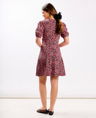 Red Floral Puff Sleeve Mini Dress