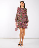 Red Mini Floral Long Sleeve Dress