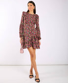 Red Mini Floral Long Sleeve Dress