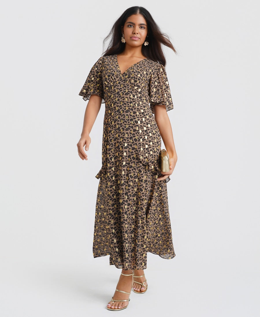 Animal Foil Midi Dress