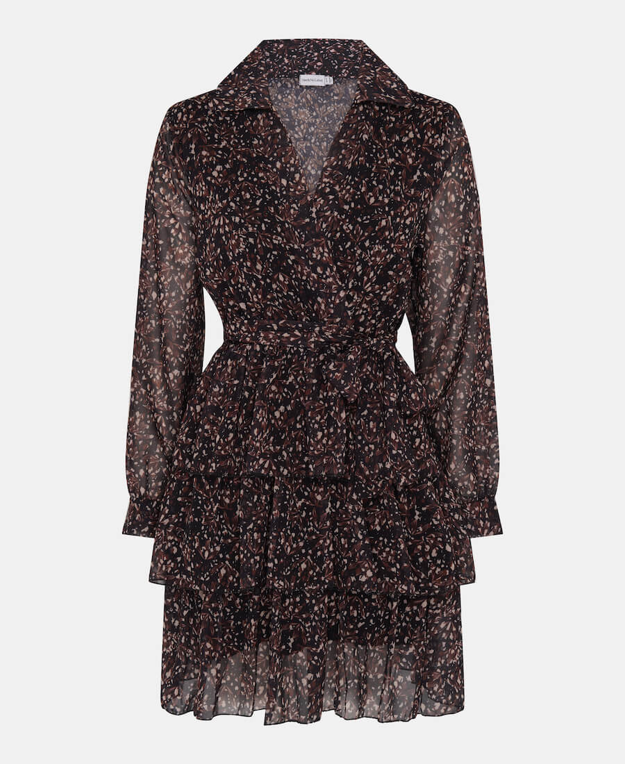 TIERED ANIMAL FIT FLARE DRESS