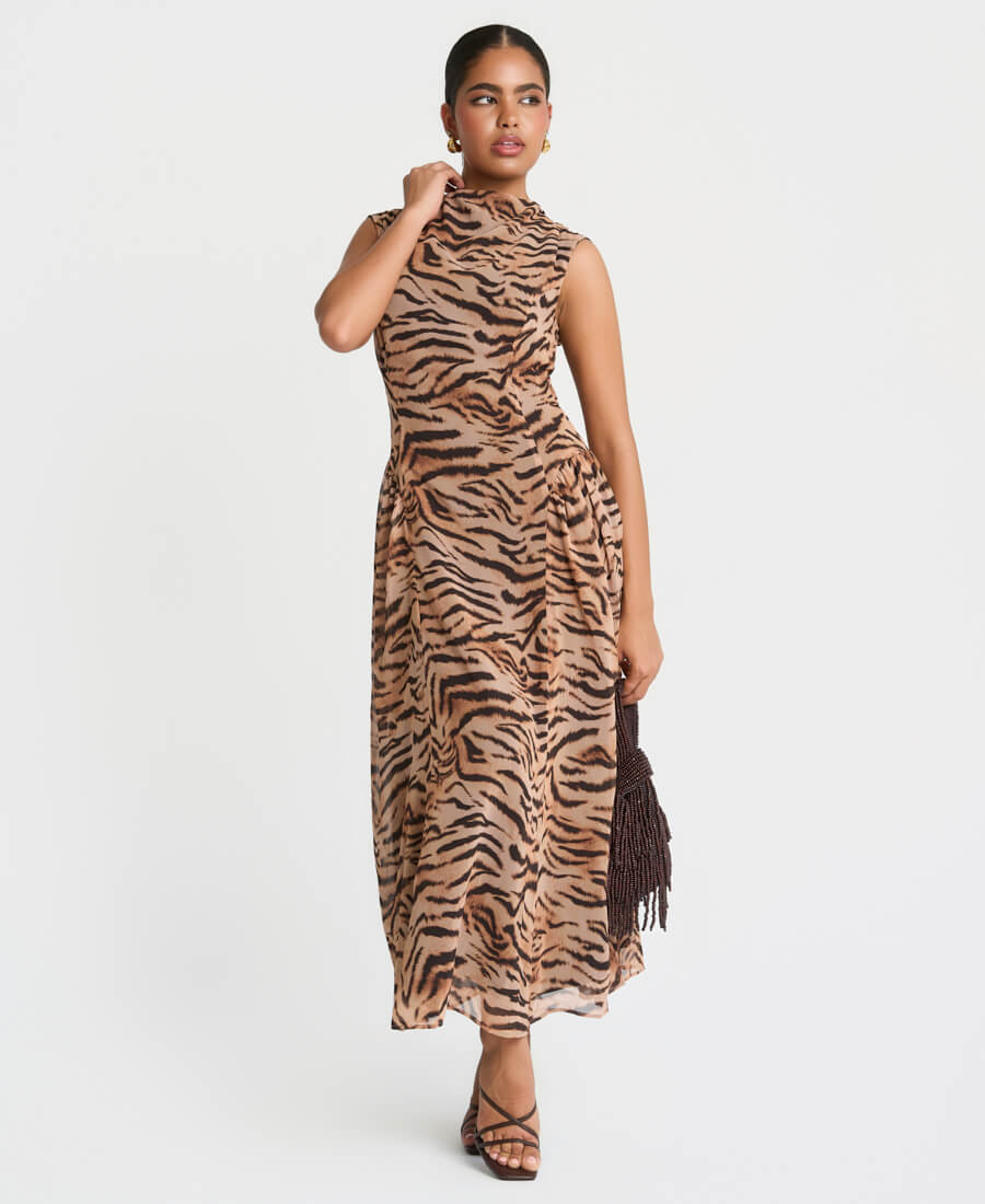Tiger Print Midaxi Dress