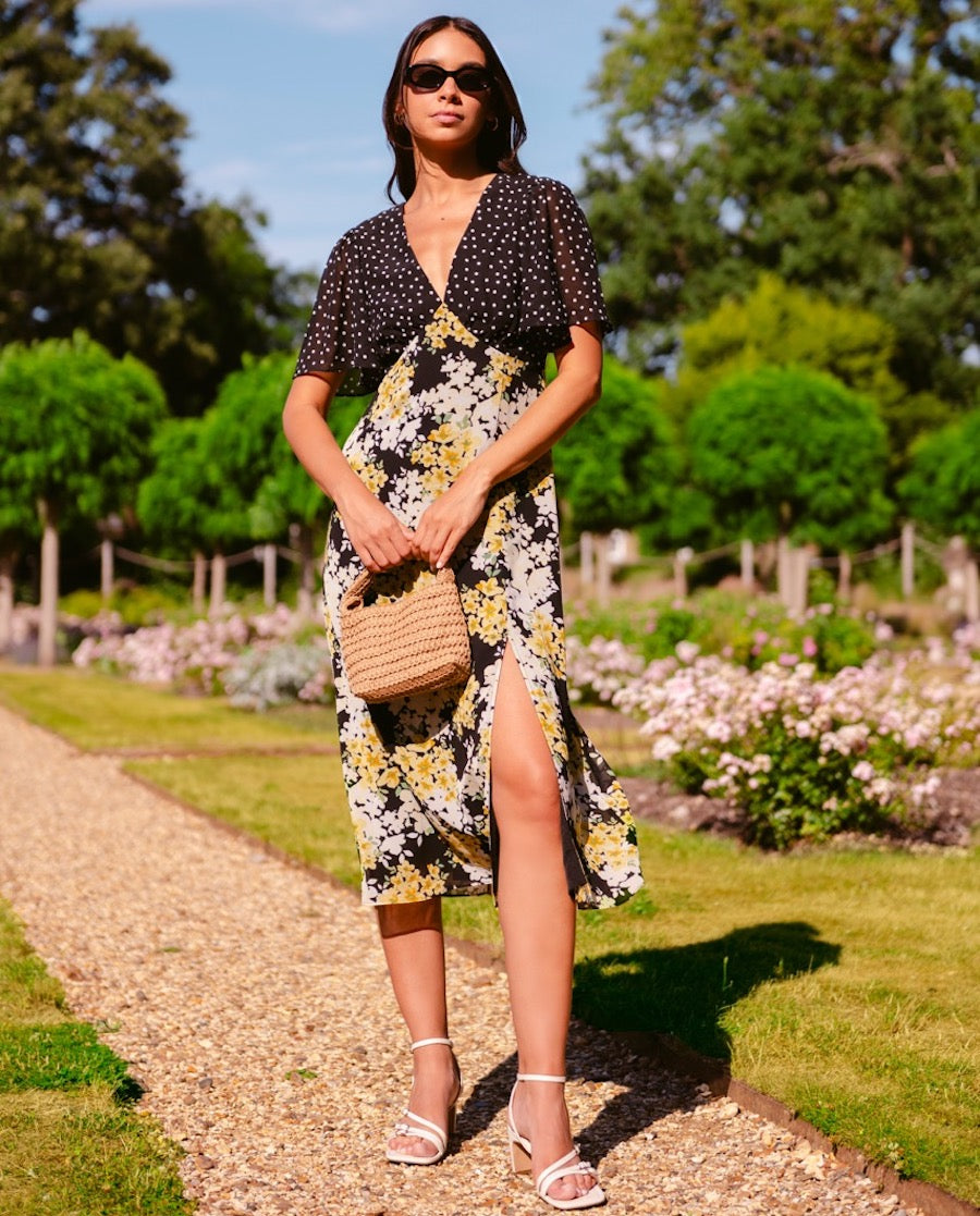 Yellow Flutter Sleeve Dress