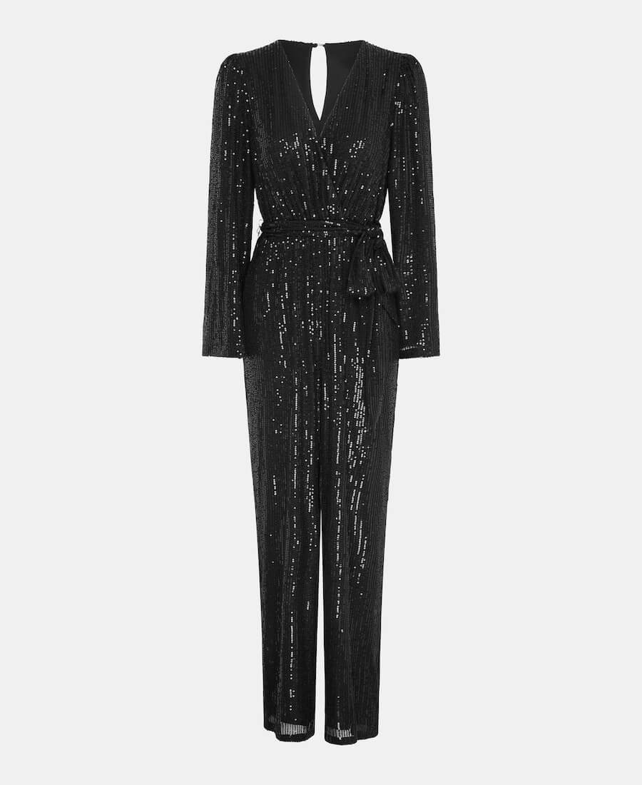 black sequin jumpsuit