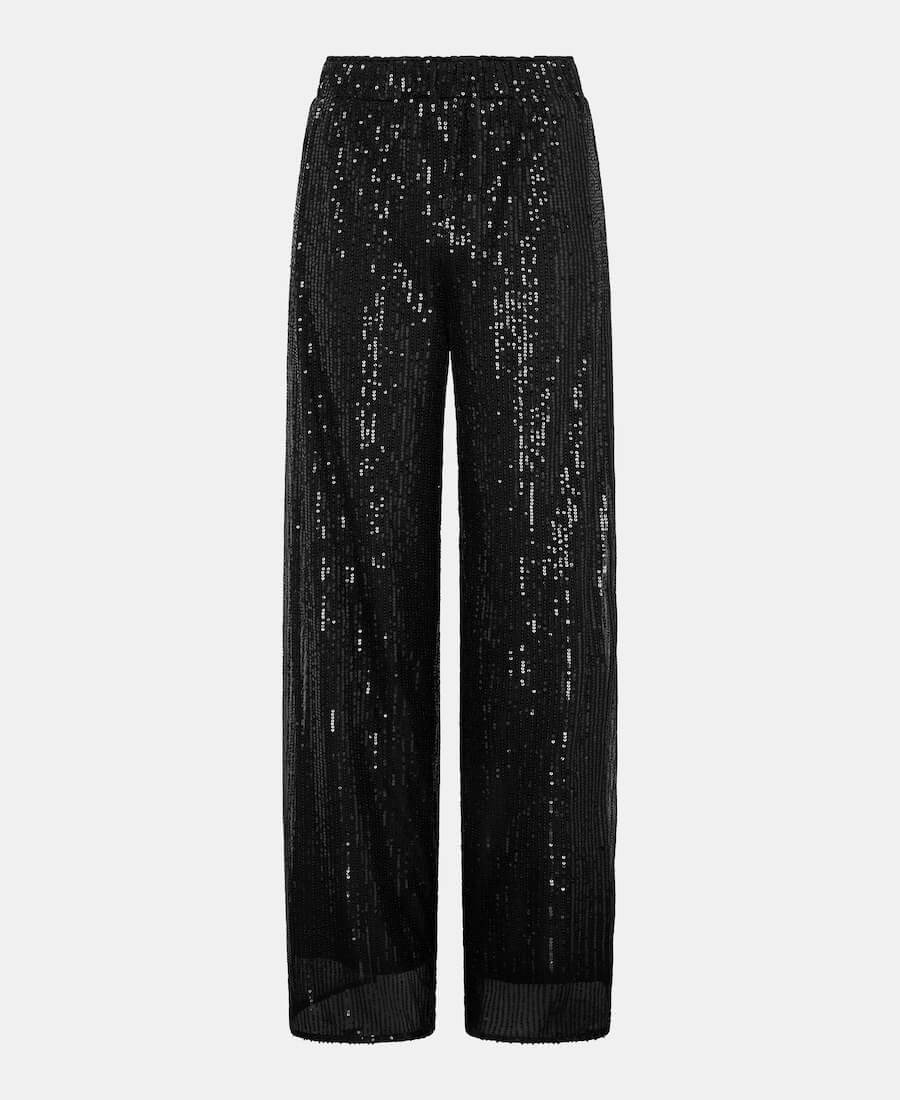 black sequin trousers