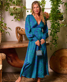 blue satin leopard print