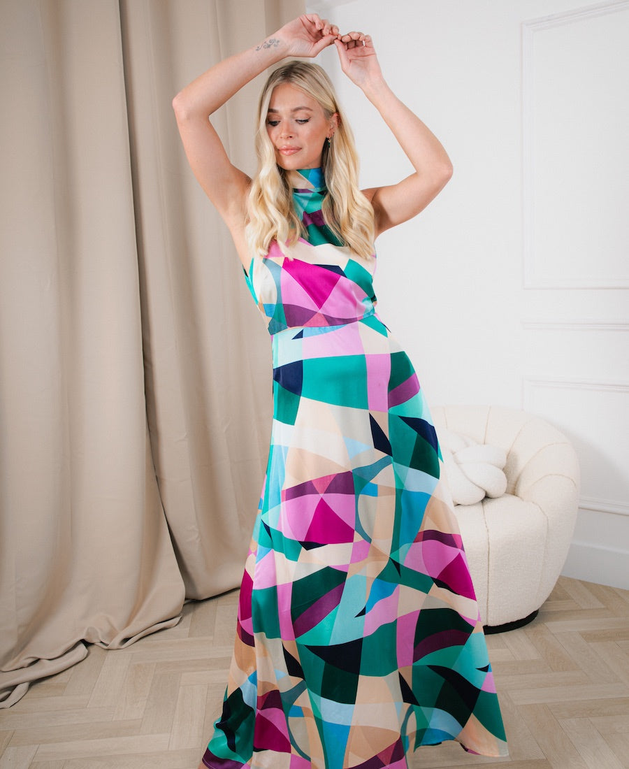 Multicoloured Halter Neck Maxi Dress Needs No Label