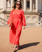 coral long sleeve dress