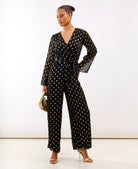 Foil Wrap Jumpsuit Gold & BLACK