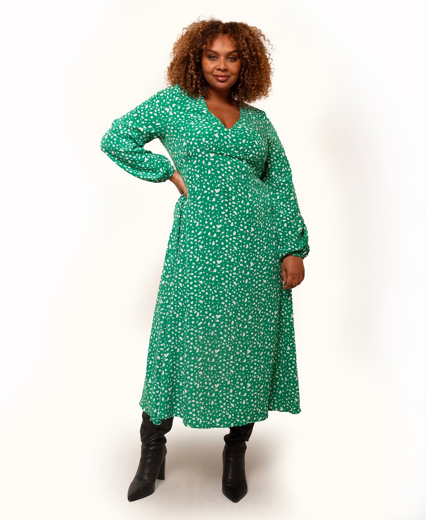 green long sleeve maxi dress