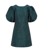 green puff sleeve mini