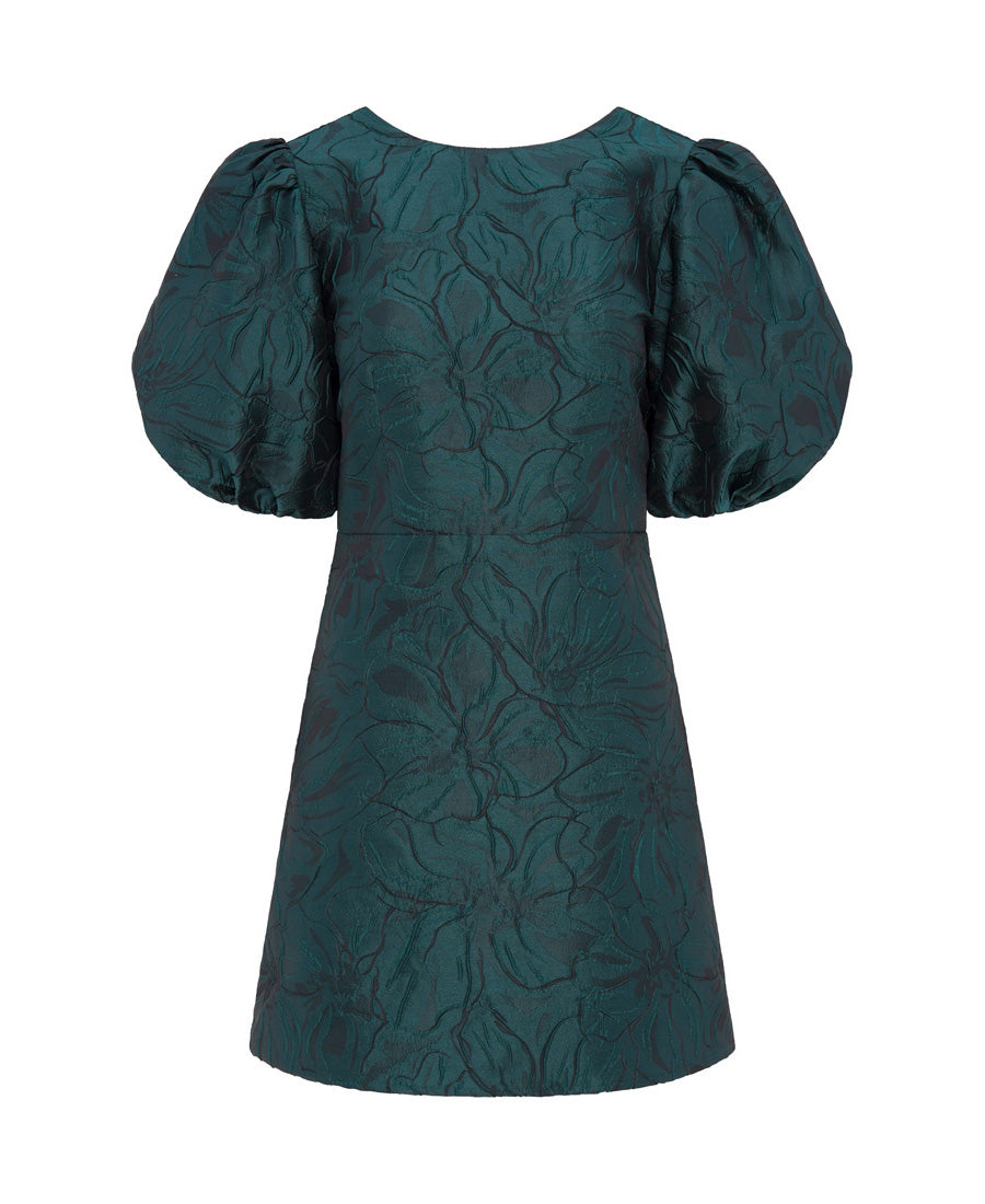 green puff sleeve mini