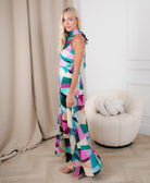 halter neck maxi dress multicoloured