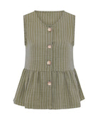 Khaki stripe peplum top - flat lay