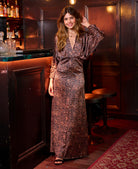 leopard print maxi dress batwing sleeve