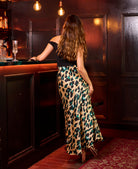 leopard print satin maxi skirt back