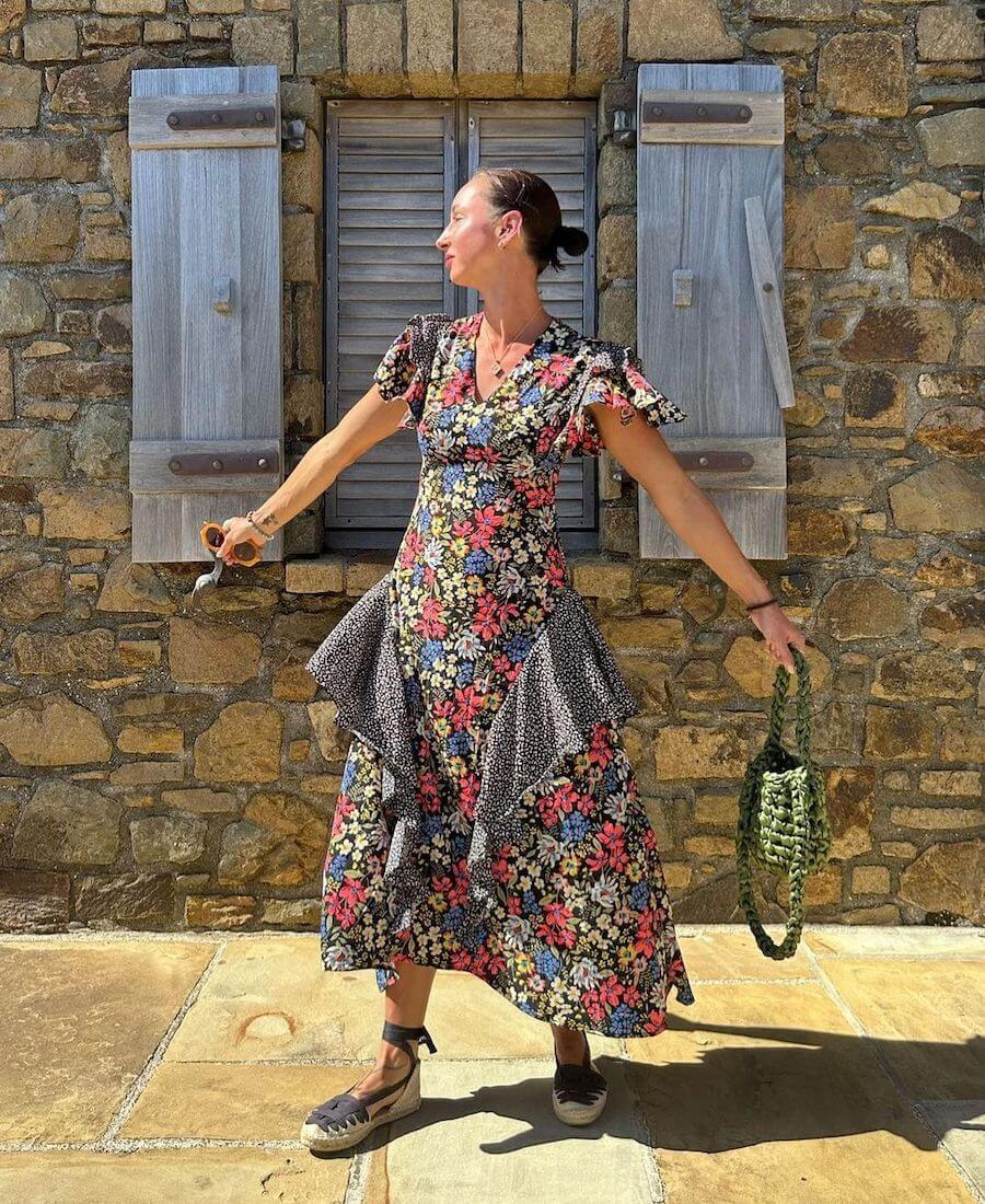 mix pattern maxi dress