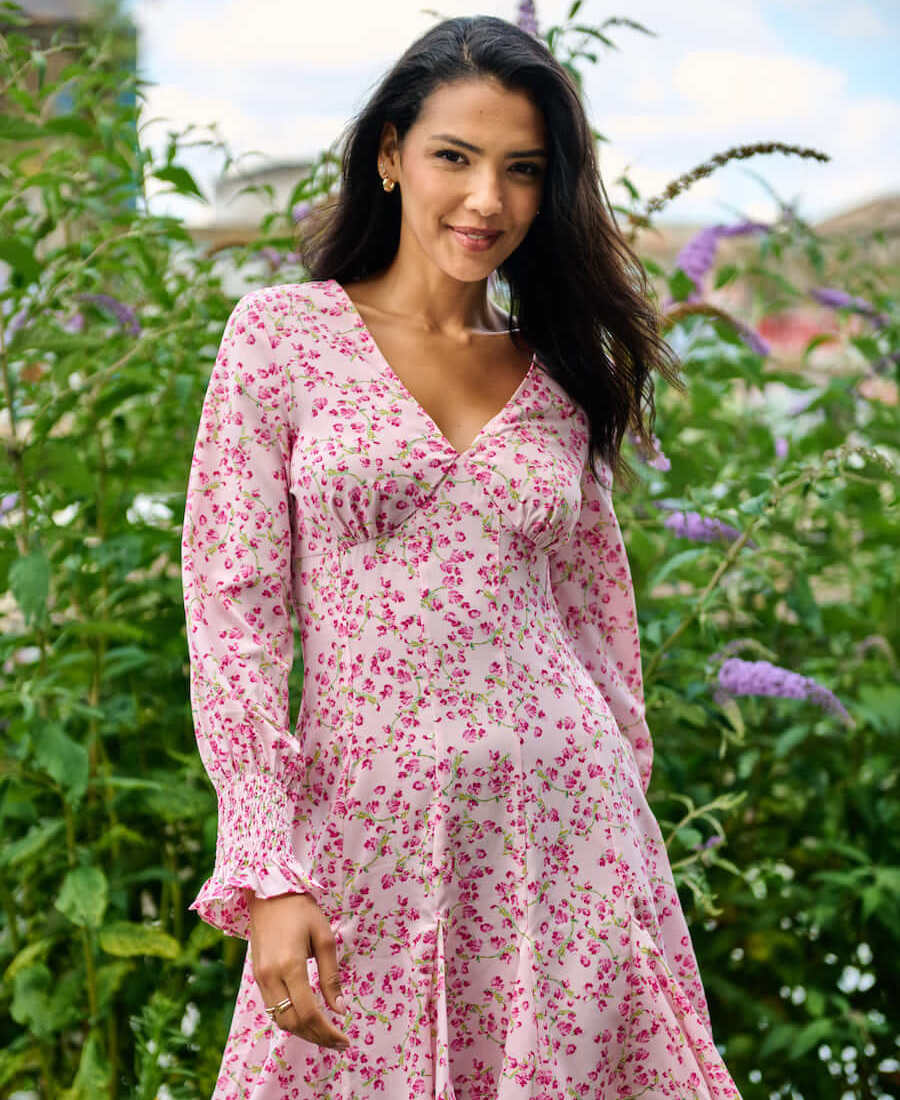 pink long sleeve mini dress pattern