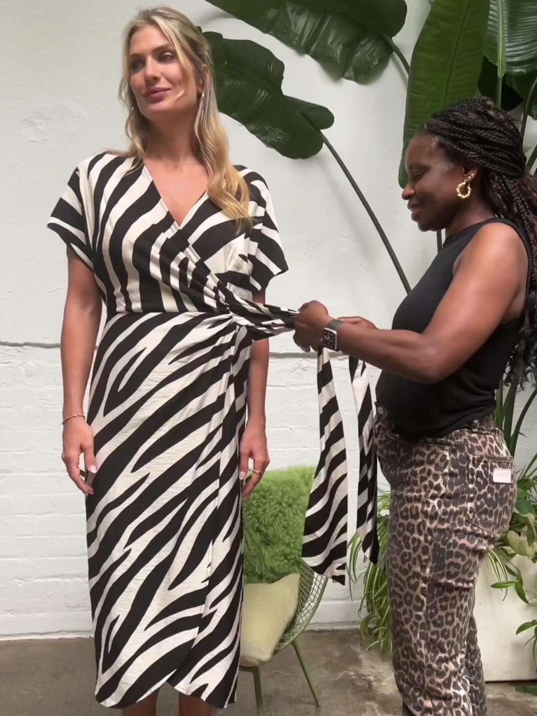 zebra wrap dress