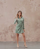Catwalk video green animal satin shirt dress