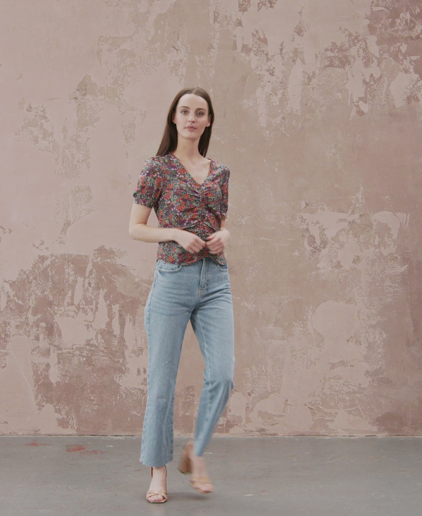 Catwalk Video Multicoloured Floral Ruched Top