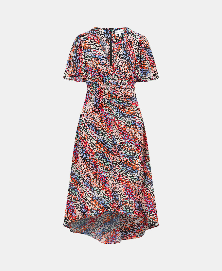 ANGEL SLEEVE ROUCHE MIDI MULTI ANIMAL