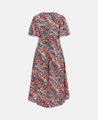 ANGEL SLEEVE ROUCHE MIDI MULTI ANIMAL PRINT