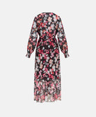 Black Floral Chiffon Maxi Dress long sleeve