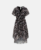 Black Floral Chiffon Tiered Midi
