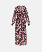 Black pink Floral Chiffon Maxi Dress
